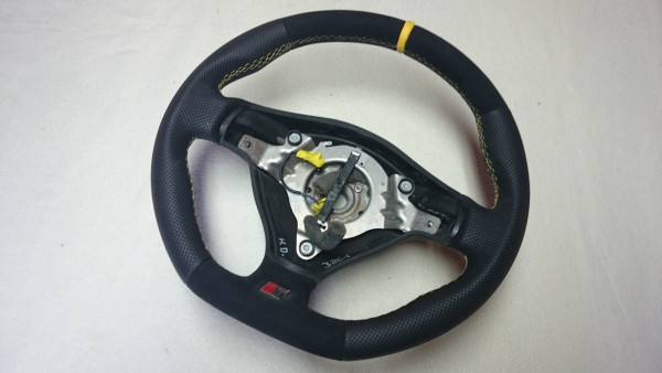 Lenkrad für Audi A3 8L 96-03 Neu Beziehen Leder/Alcantara 12 Uhr Umformen Flach