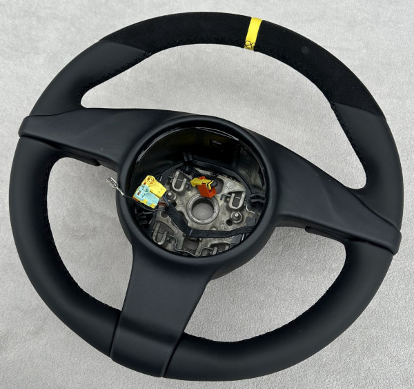 Lenkrad für Porsche 911 997 987 neu beziehen mit 12-Uhr und Alcantara und Leder